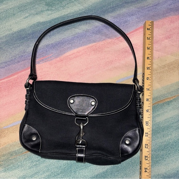 Vintage Ralph Lauren black leather buckle bag with silver metal clasp Y2K 90’s - Picture 11 of 13